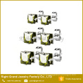 Stainless Steel Mixed Color Square Shaped Cubic Zirconia Ear Studs